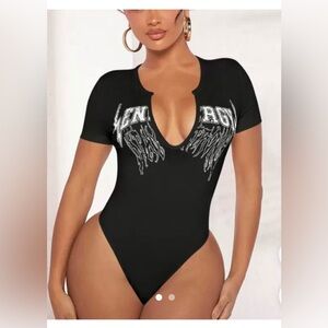Black Graphic Bodysuit